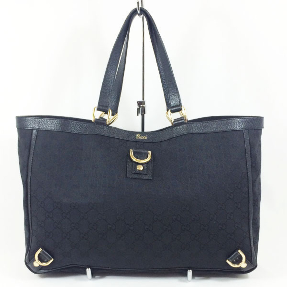 GUCCI GG Canvas Tote Bag Shoulder Black - Picture 2 of 4